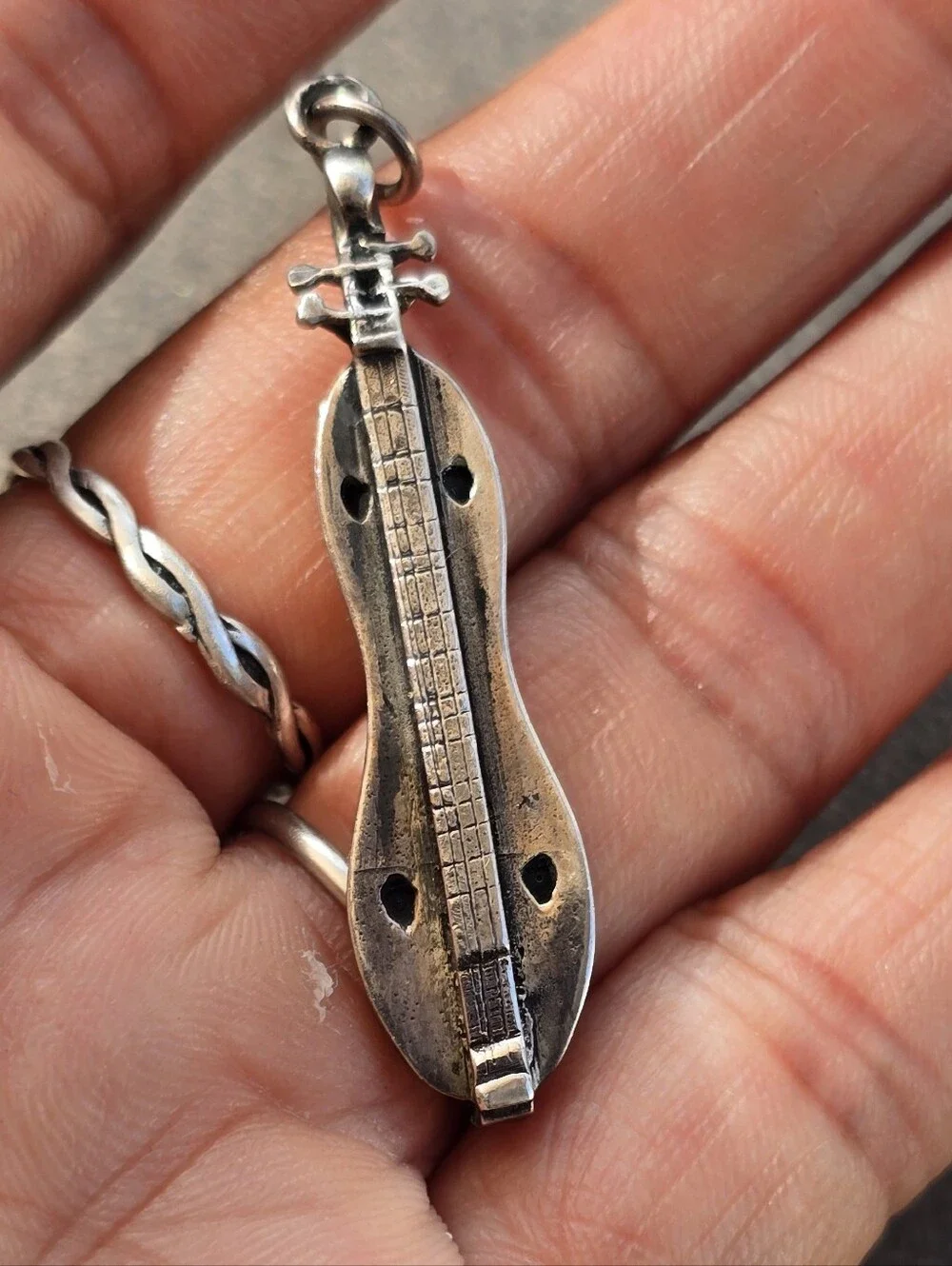 RARE special artisan solid 925 sterling silver Appalachian mountain dulcimer